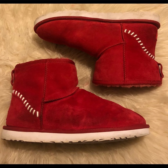 red and white ugg boots